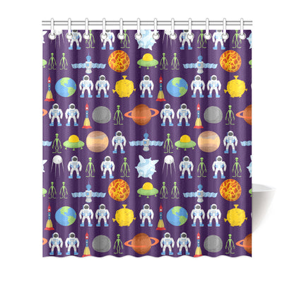 Alien Astronaut Planet Shower Curtain