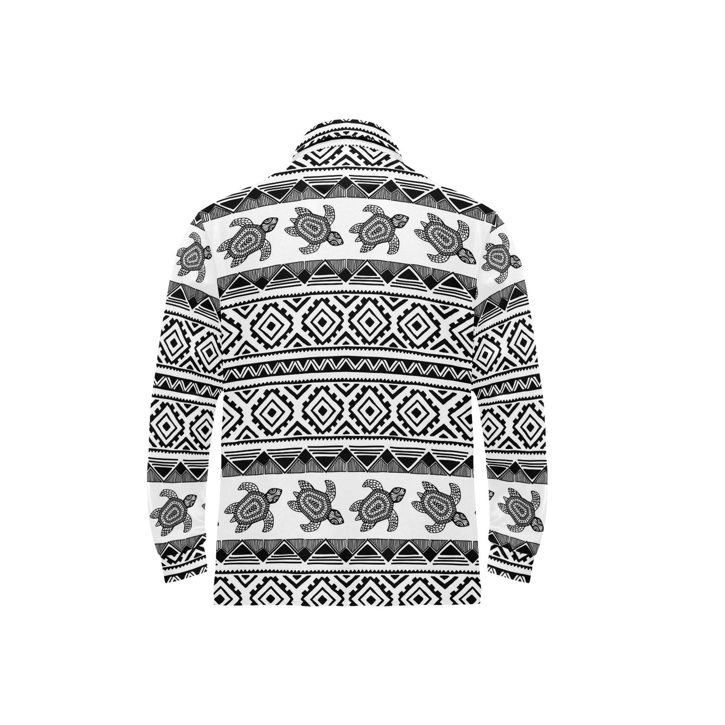 Sea Turtle Tribal Aztec Long Sleeve Polo Shirt For Men's