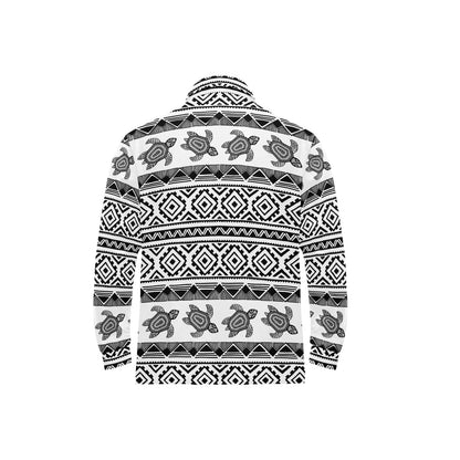 Sea Turtle Tribal Aztec Long Sleeve Polo Shirt For Men's