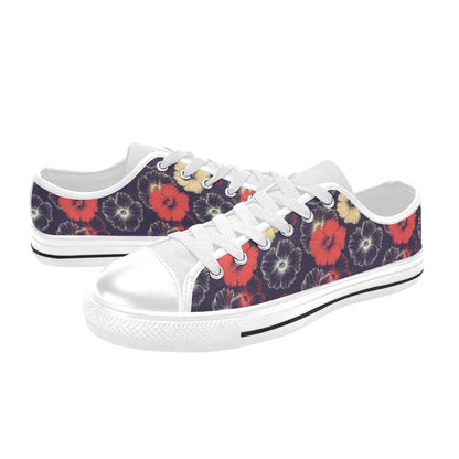 Tropical Flower Print Design LKS302 Women's White Low Top Shoes
