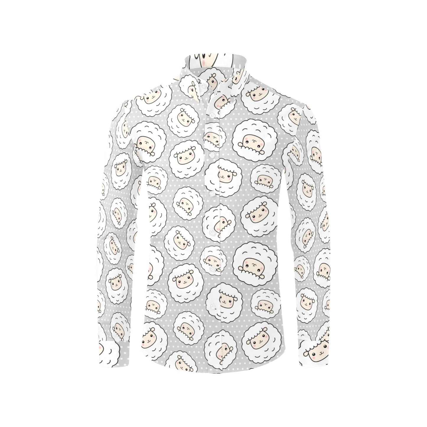 Sheep Print Design LKS401 Men's Long Sleeve Dress Shirt