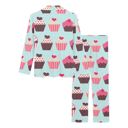CupCake Print Pattern Women's Long Pajama Set