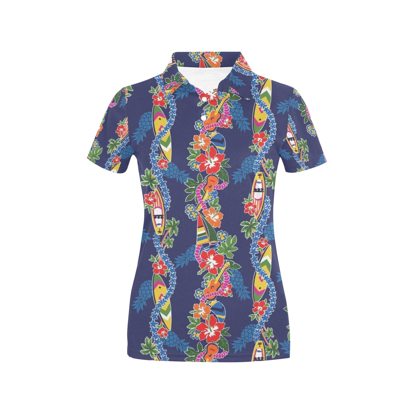 Hawaiian Themed Pattern Print Design H04 Women's Polo Shirt