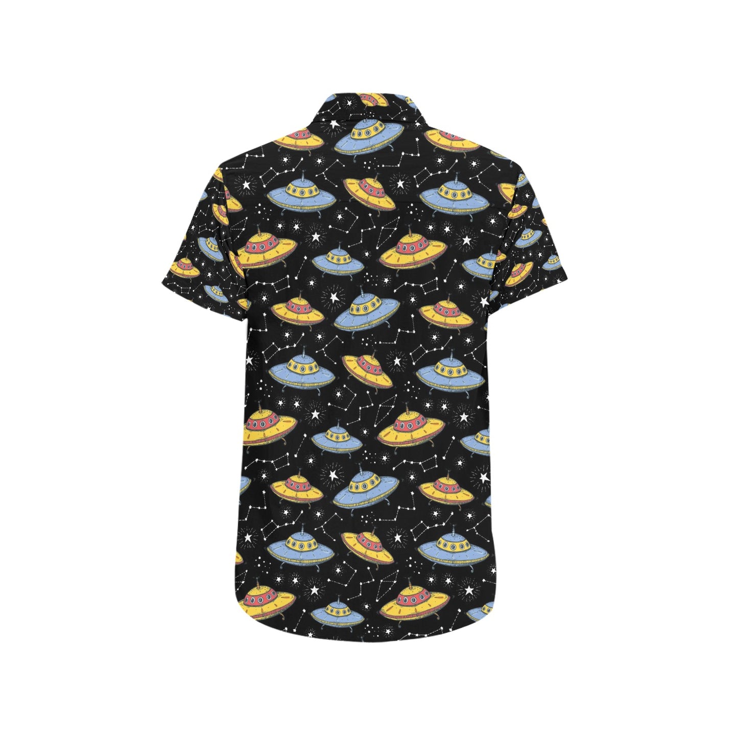 UFO Print Design LKS307 Men Short Sleeve Button Up Shirt