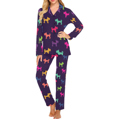Schnauzers Pattern Print Design A05 Women's Long Pajama Set