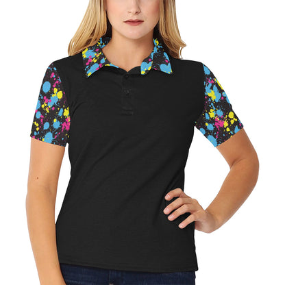 Splatter Colorful Print Design LKS301 Women's Polo Shirt