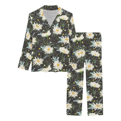 Daisy Pattern Print Design DS08 Women's Long Pajama Set
