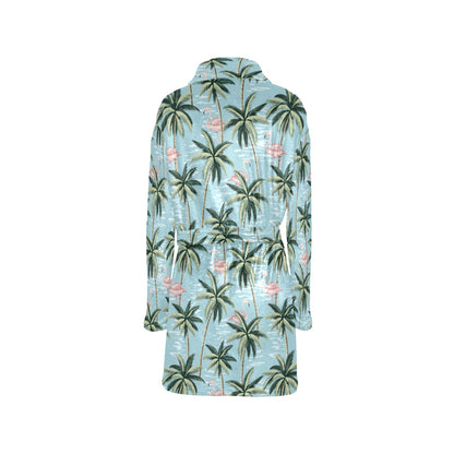 Palm Tree Pattern Print Design PT05 Women's Fleece Robe
