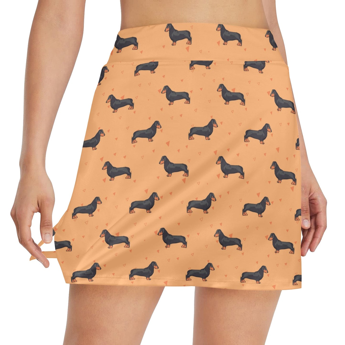 Dachshund Draw Print Pattern 17" Golf & Pickleball Skort with Pockets