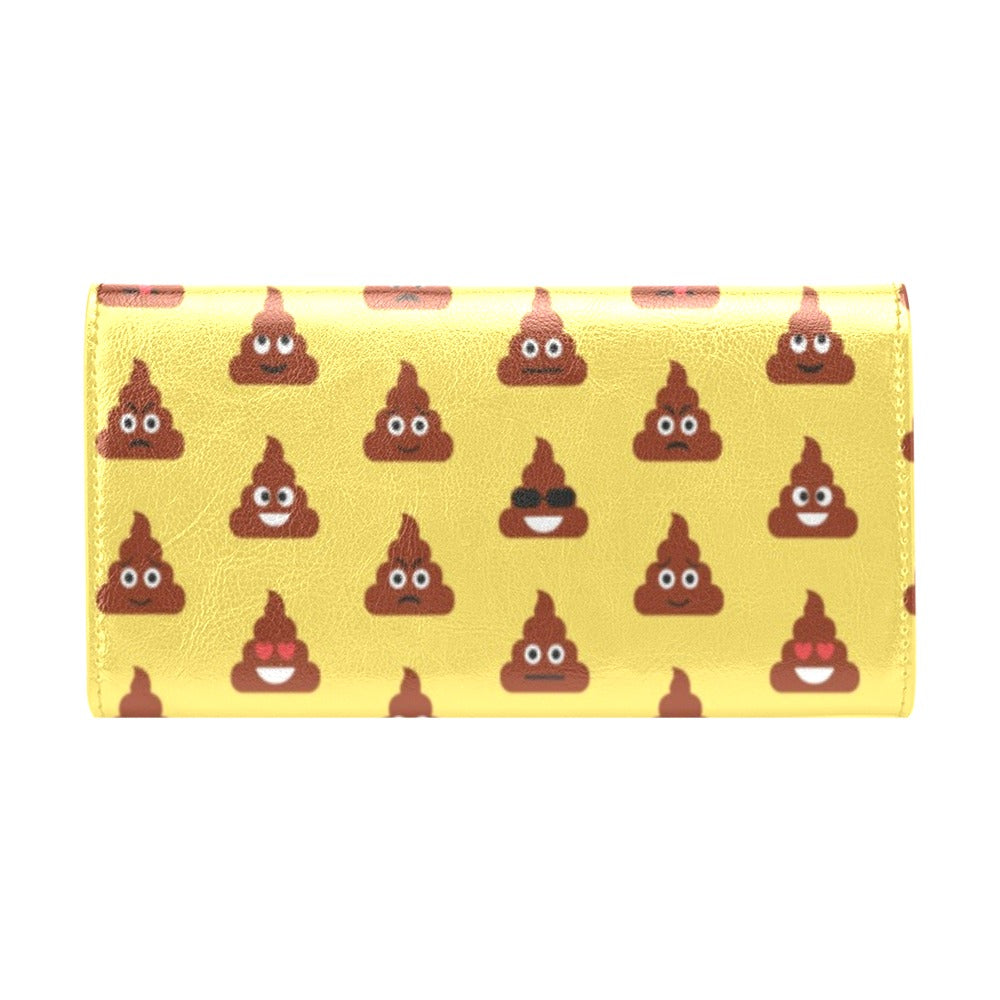 Emoji Poop Print Pattern Women's Trifold Wallet
