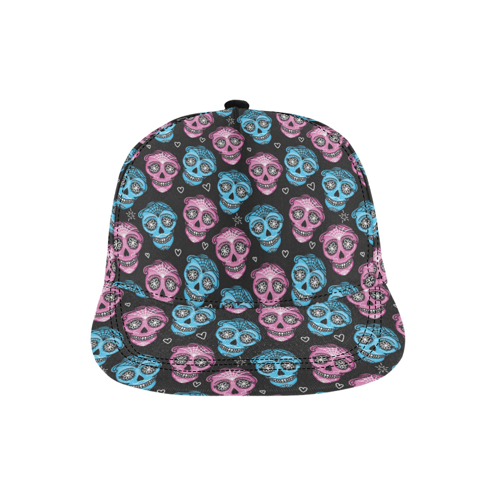 Day of the Dead Skull Print Pattern Snapback Cap