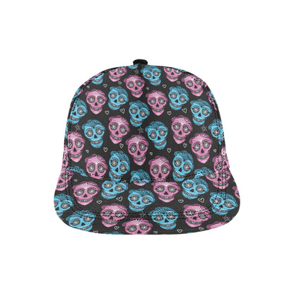 Day of the Dead Skull Print Pattern Snapback Cap