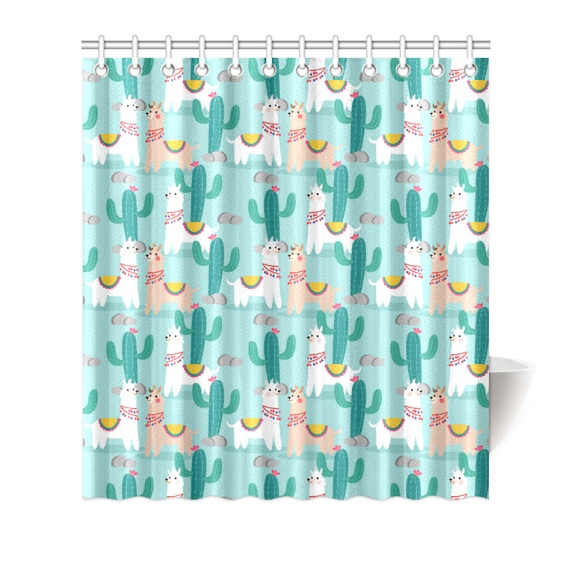 Llama Cactus Pattern Print Design 08 Shower Curtain