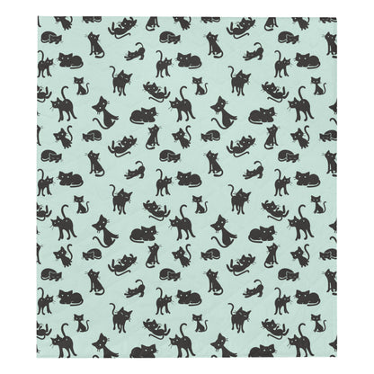 Black Cat Pattern Print Design 04 Premium Quilt