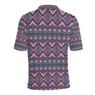 Indian Navajo Pink Themed Design Print Men Polo Shirt