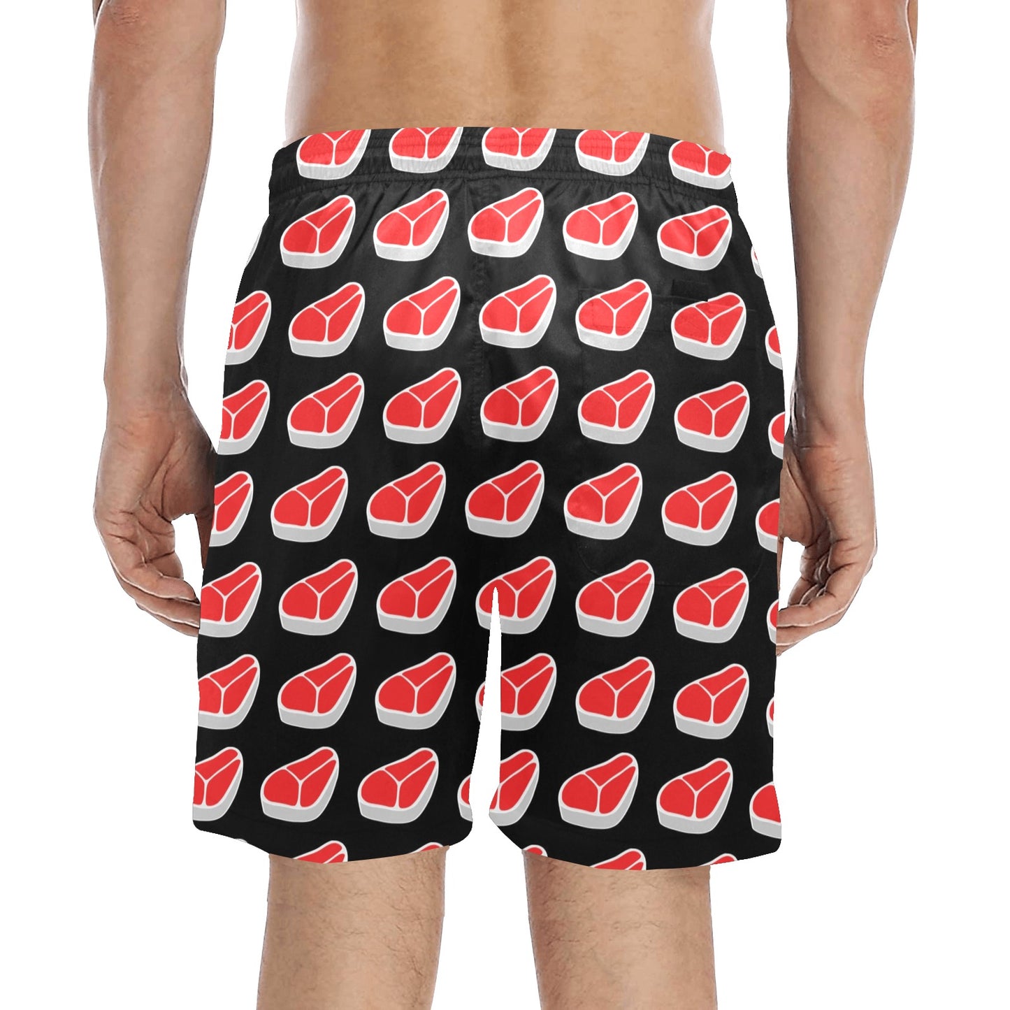 Steak Print Design LKS303 Men's Swim Trunks Beach Shorts