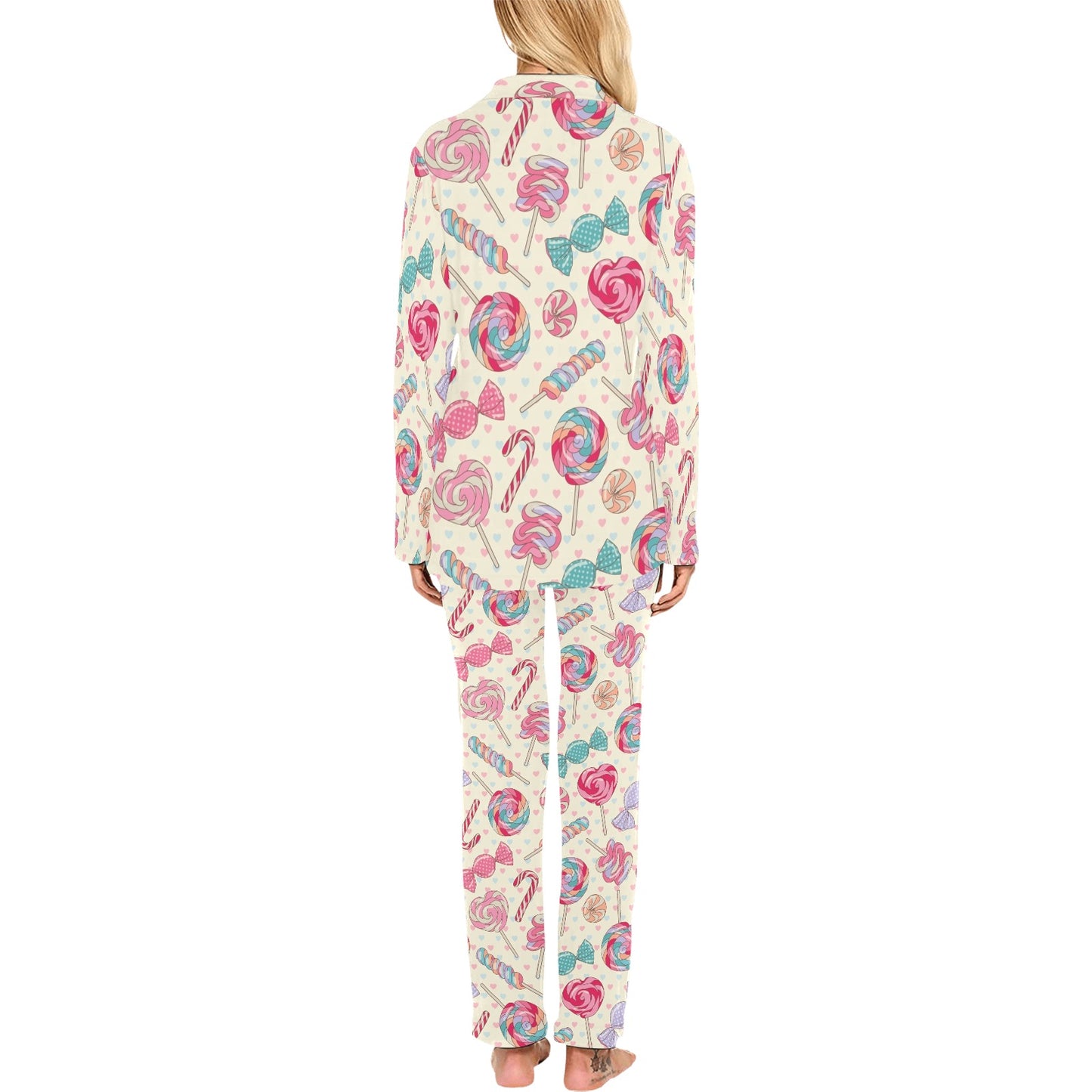 Candy Pattern Print Design CA04 Women's Long Pajama Set