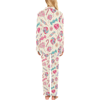 Candy Pattern Print Design CA04 Women's Long Pajama Set