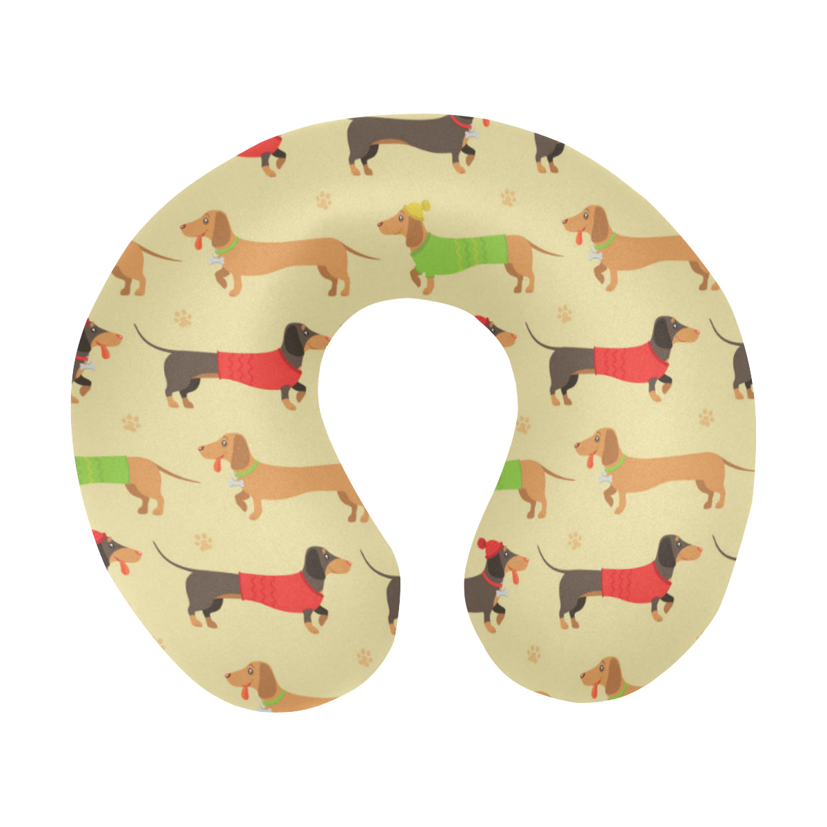 Dachshund Pattern Print Design 06 U-Shaped Travel Neck Pillow