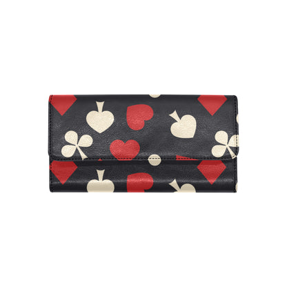 Poker Cards Pattern Print Design A02 Women's Trifold Wallet