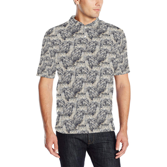 Owl Realistic Themed Design Print Men Polo Shirt
