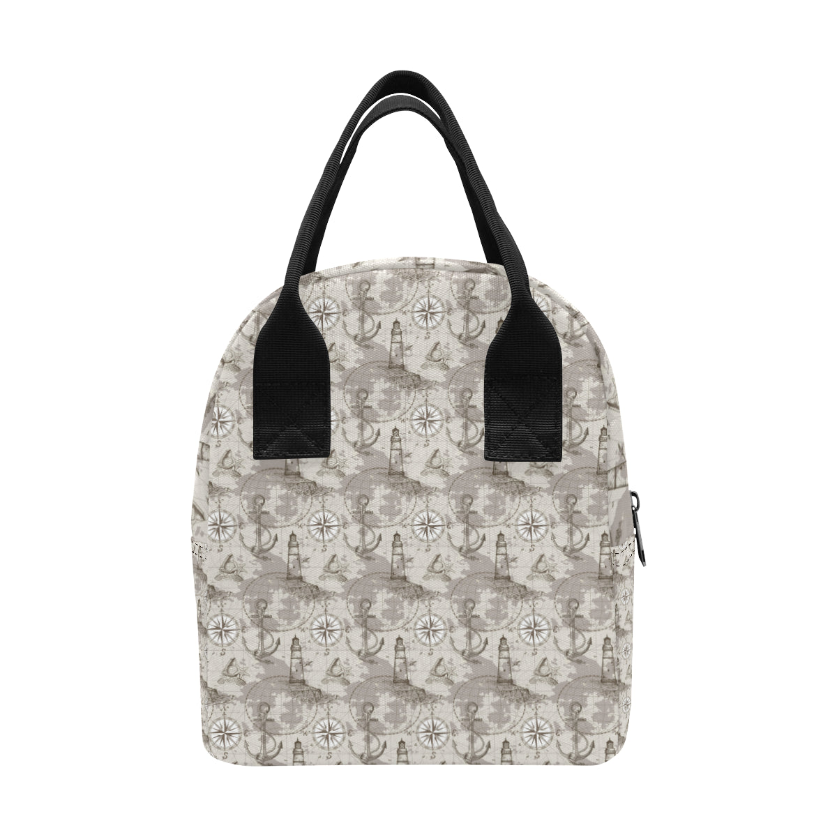 Nautical Map Design Themed Print Insulated Lunch Bag