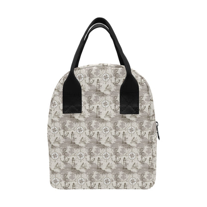 Nautical Map Design Themed Print Insulated Lunch Bag