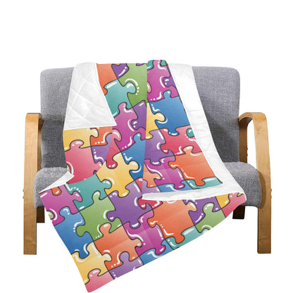 Puzzle Pattern Print Design A05 Premium Quilt