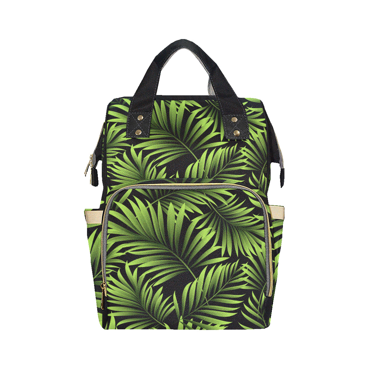 Green Neon Tropical Palm Leaves Diaper Bag Backpack