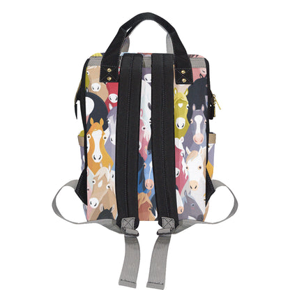 Colorful Horse Pattern Diaper Bag Backpack