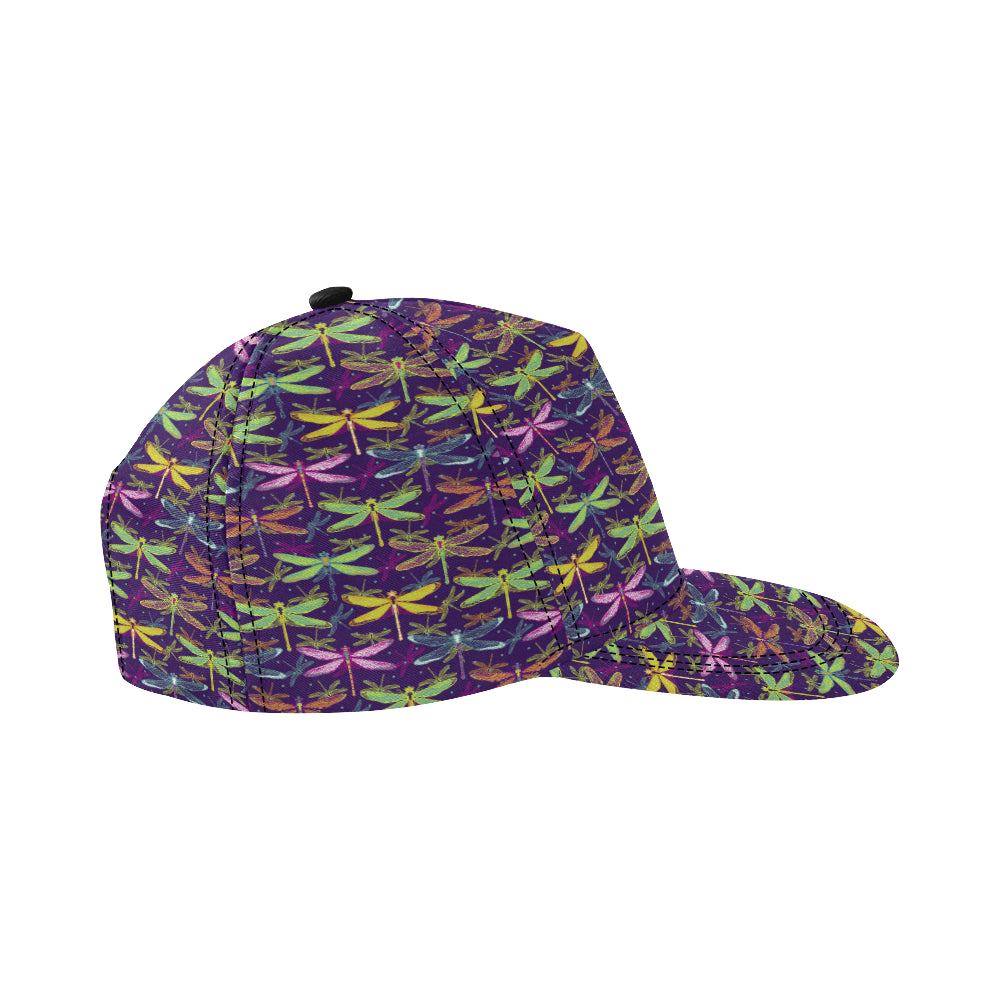 Dragonfly Neon Color Print Pattern Snapback Cap