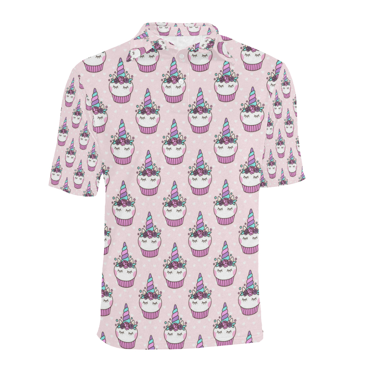 Cupcakes Unicorn Print Pattern Men Polo Shirt