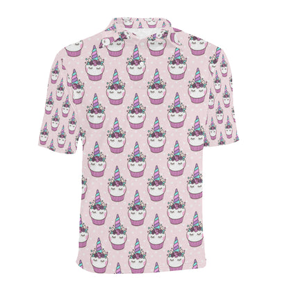 Cupcakes Unicorn Print Pattern Men Polo Shirt