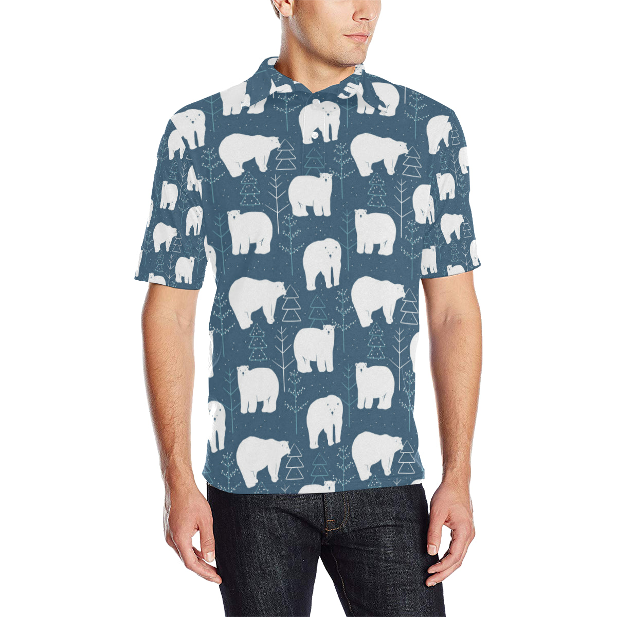 Polar Bear Pattern Print Design A01 Men Polo Shirt