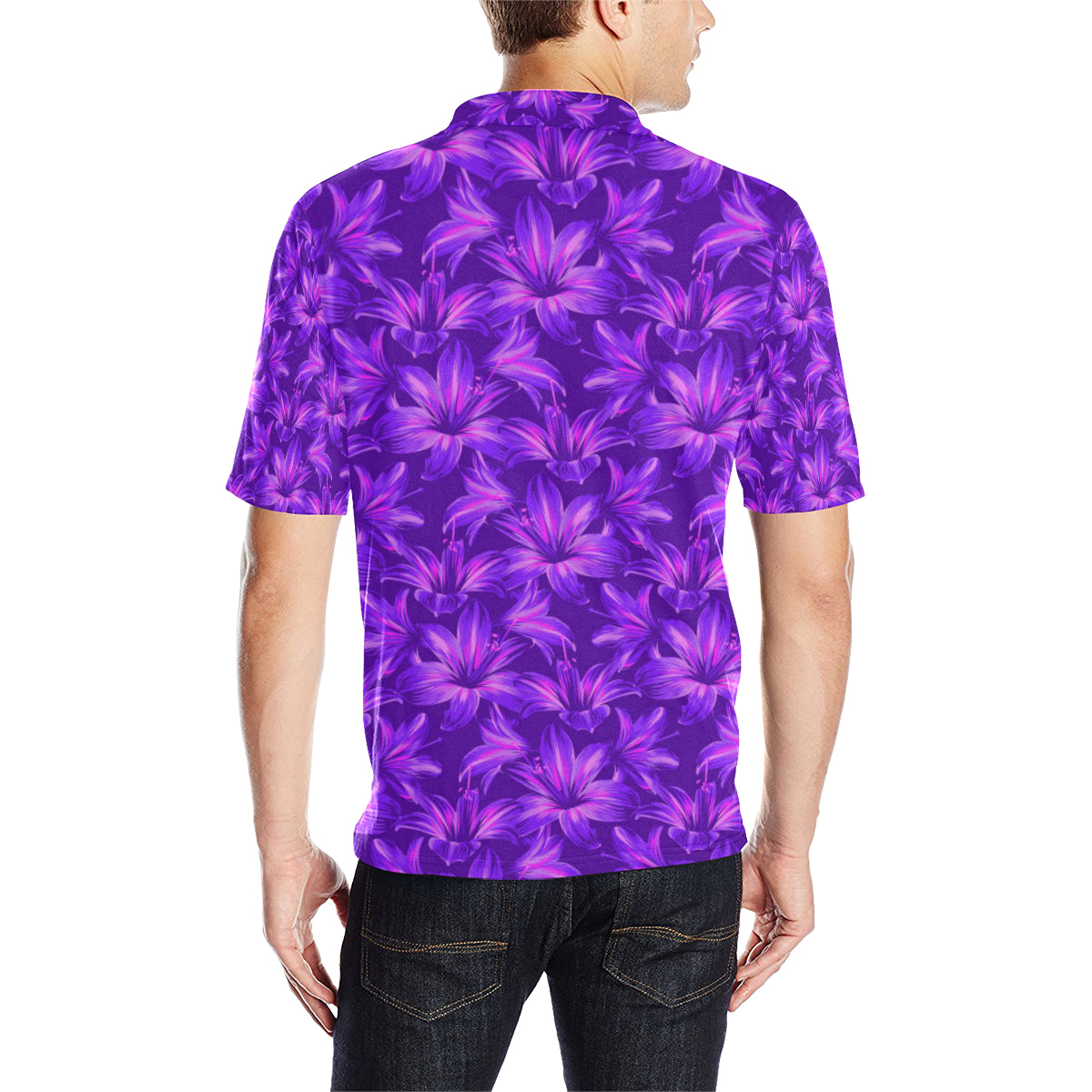 Amaryllis Pattern Print Design AL03 Men Polo Shirt