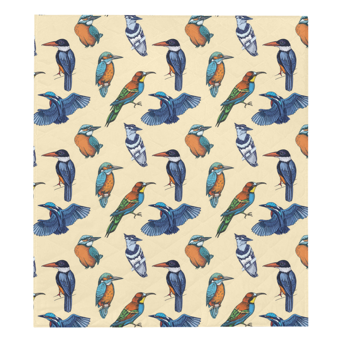 Kingfisher Bird Pattern Print Design 04 Premium Quilt