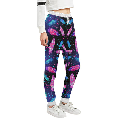 Feather Colorful Boho Design Print Unisex Sweatpants