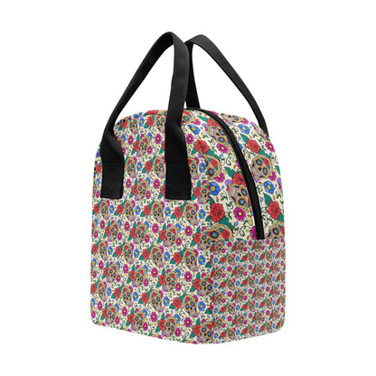 Sugar Skull Colorful Themed Print Insulated Lunch Bag