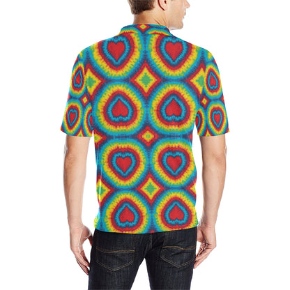 Tie Dye Heart shape Men Polo Shirt