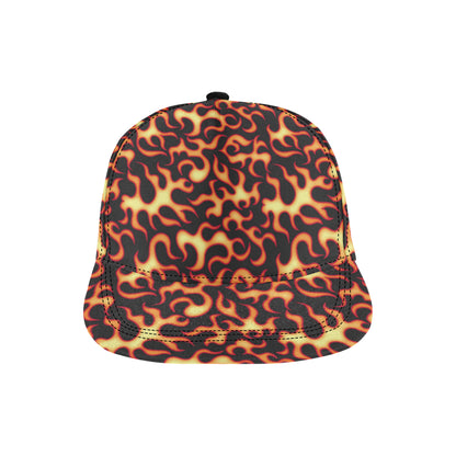 Flame Fire Themed Print Snapback Cap
