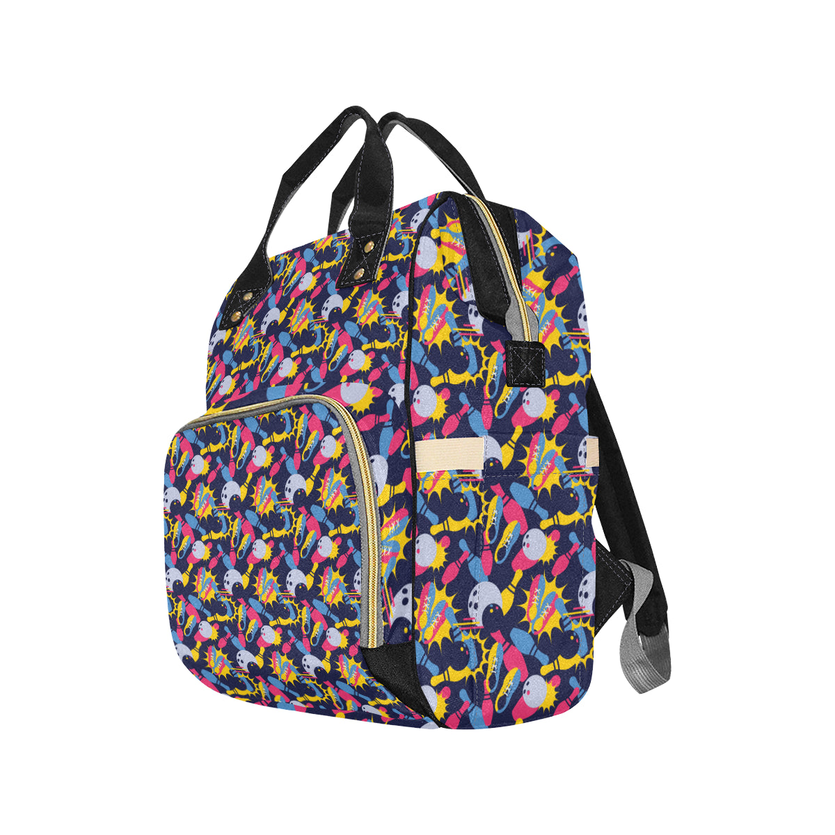 Bowling Pattern Print Design 02 Diaper Bag Backpack