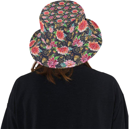 Dahlia Pattern Print Design DH02 Unisex Bucket Hat