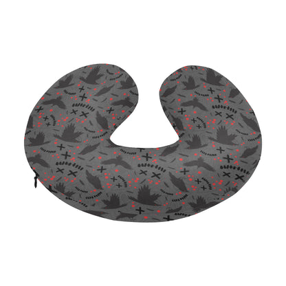 Crow Pattern Print Design 02 U-Shaped Travel Neck Pillow