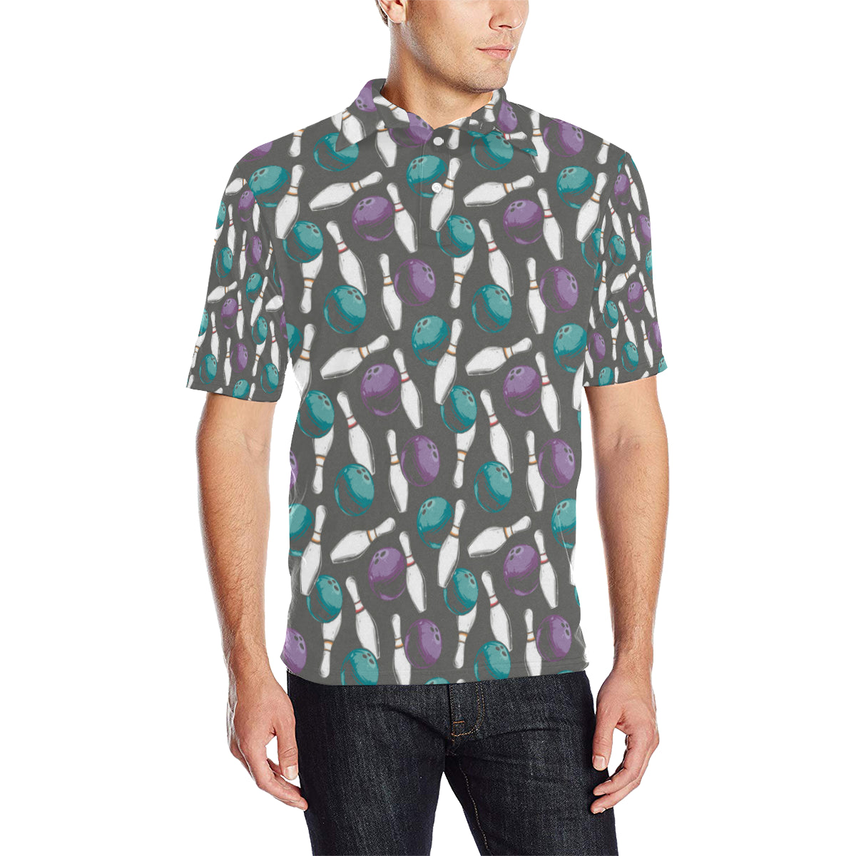 Bowling Pattern Print Design 03 Men Polo Shirt