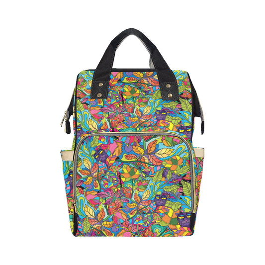 Psychedelic Trippy Flower Print Diaper Bag Backpack