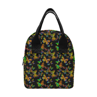 Butterfly Neon Color Print Pattern Insulated Lunch Bag