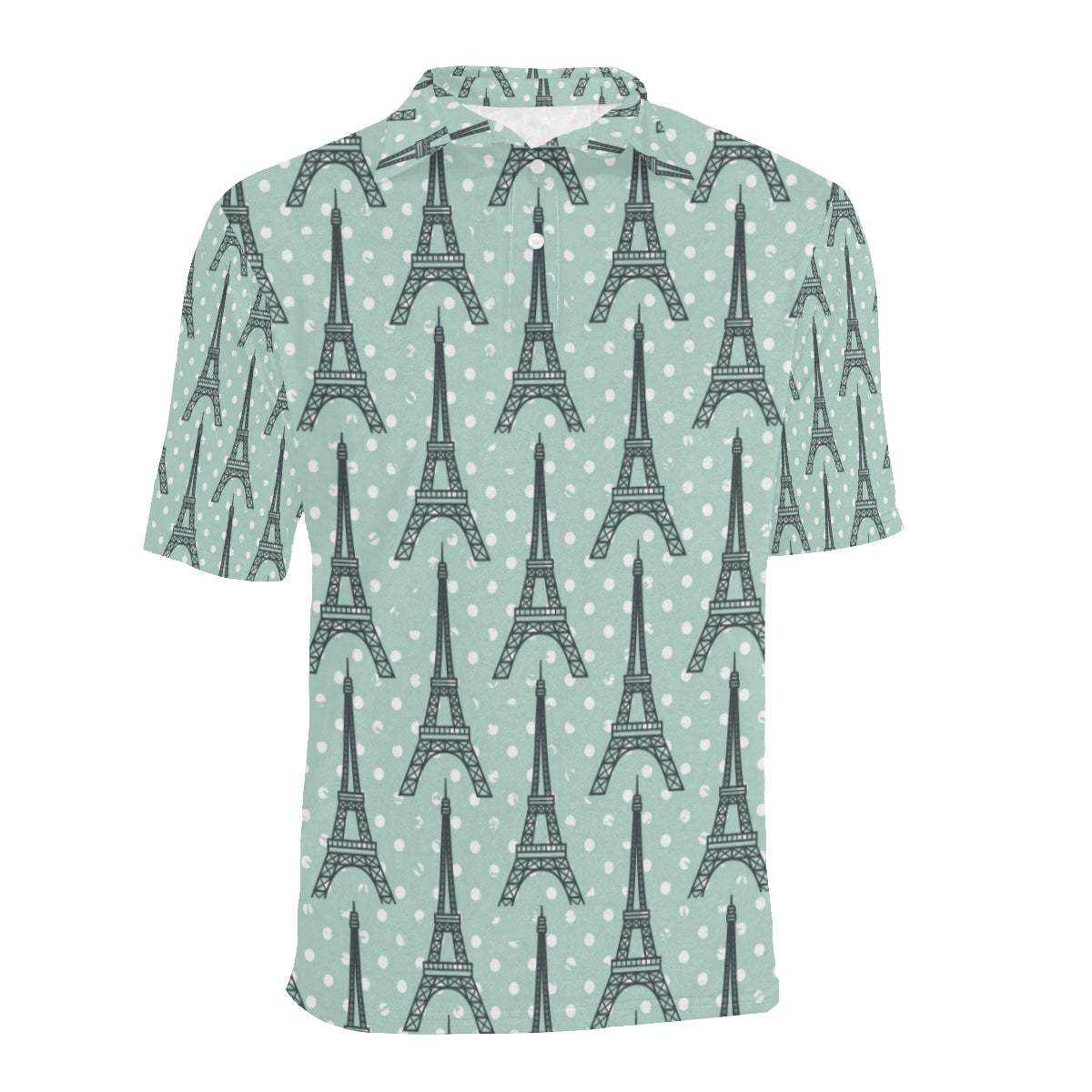 Eiffel Tower Polka Dot Print Men Polo Shirt