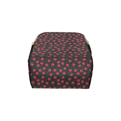 Cherry Black Background Diaper Bag Backpack