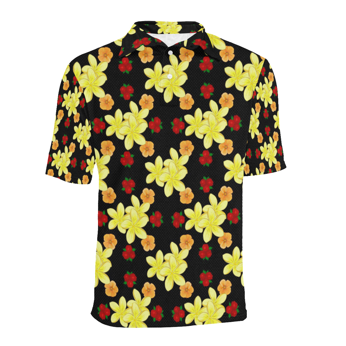 Yellow Plumeria Pattern Print Design PM04 Men Polo Shirt