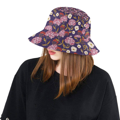 Hydrangea Pattern Print Design HD010 Unisex Bucket Hat